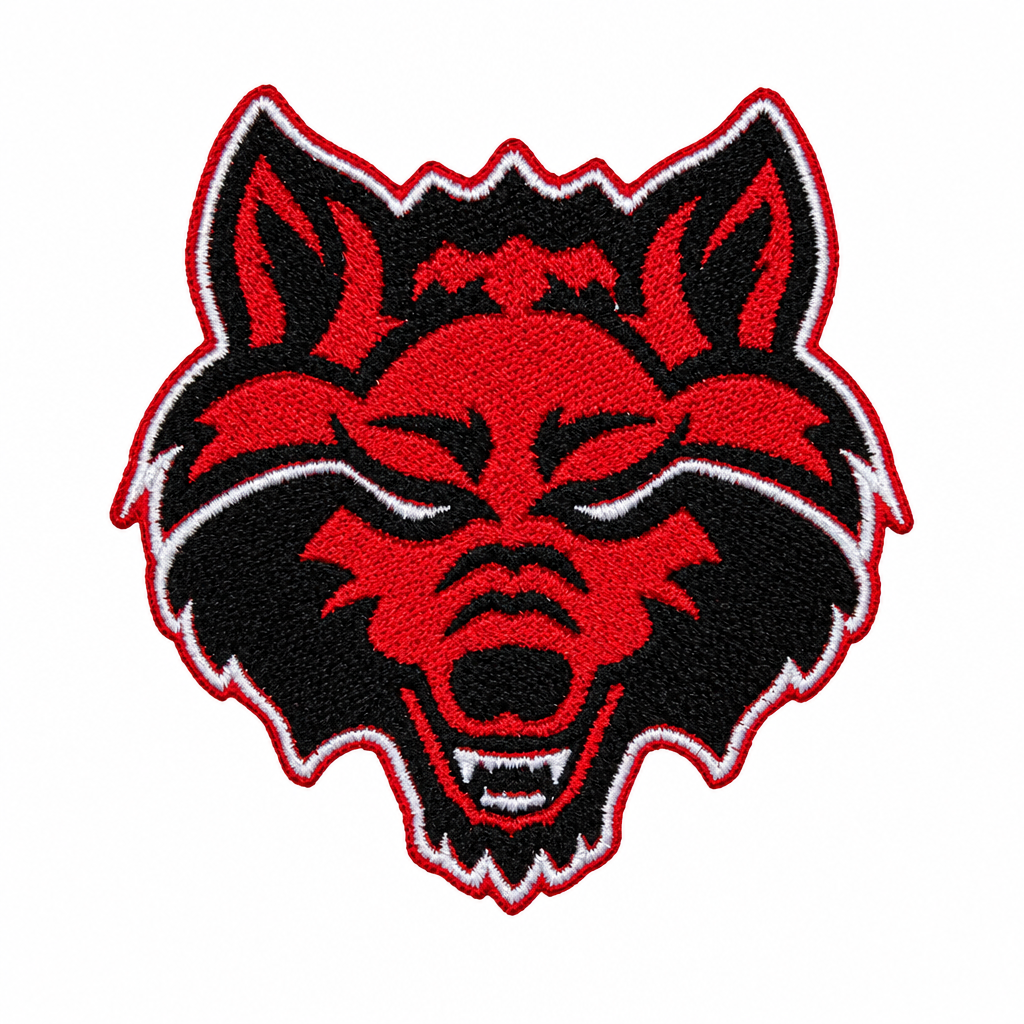 Red-and-black wolf patch image