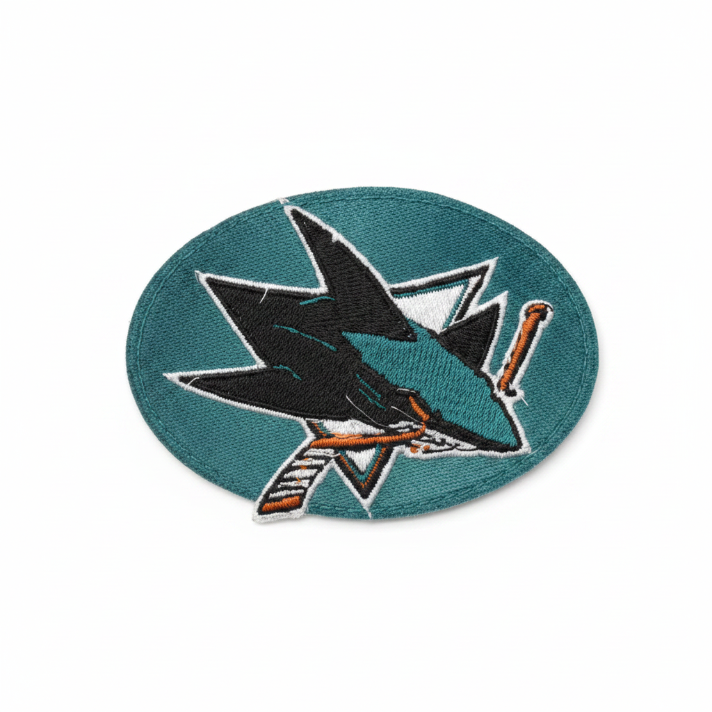 San Jose Sharks Embroidered Patch – White Background Studio Shot