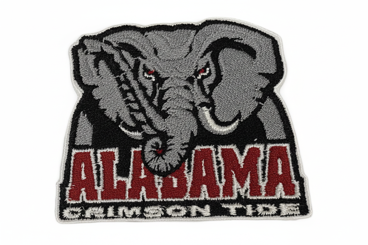 Alabama Crimson Tide Embroidered Patch | Iron-On or Sew-On | College Football Applique for Jackets, Bags & DIY Fashion