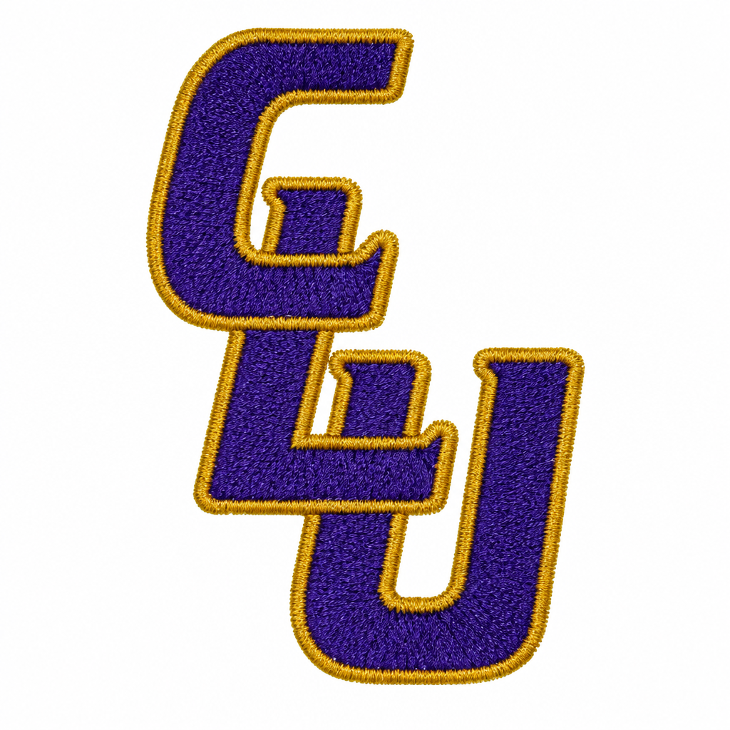 Stacked purple and gold patch