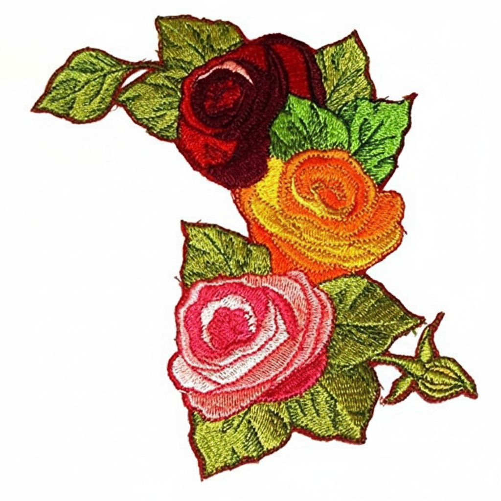 Ultra-high-resolution three-rose bouquet patch product photo