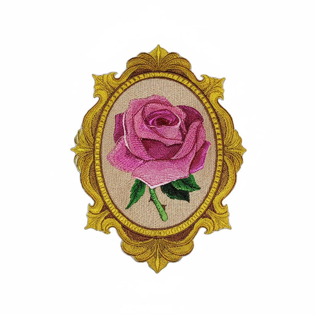 Ultra-high-resolution Victorian framed rose patch product photo