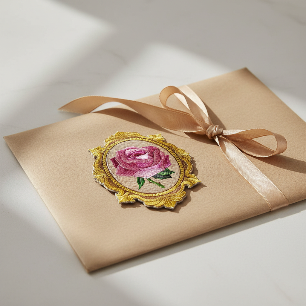 Victorian framed rose patch gift presentation
