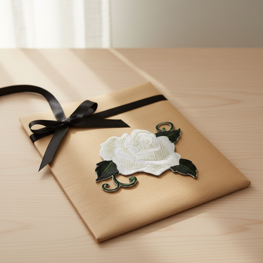 White rose patch gift presentation